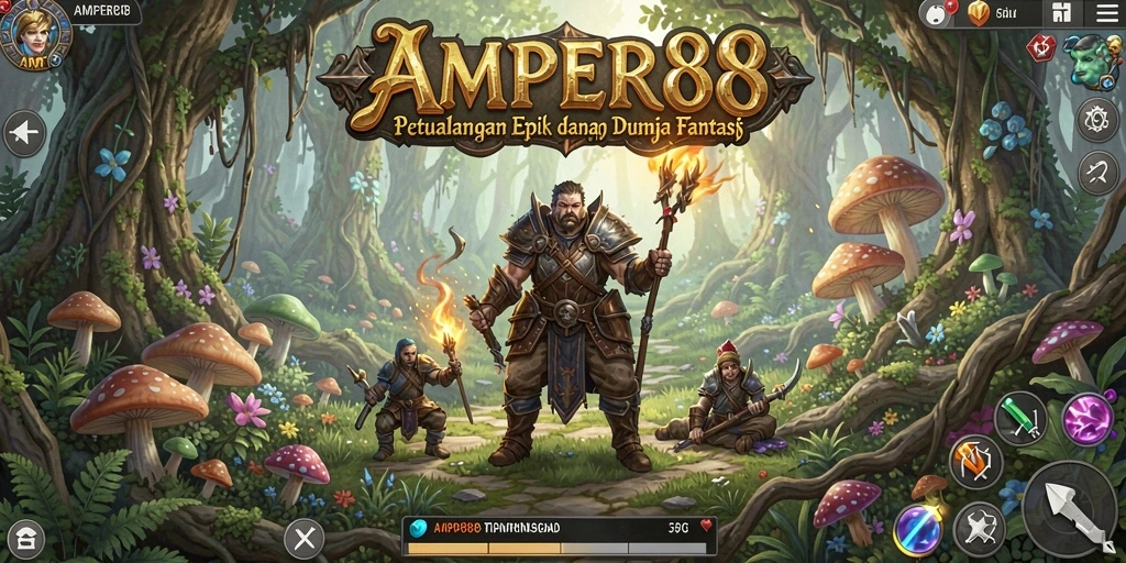 Tampilan gameplay RPG yang memukau dalam AMPER88.