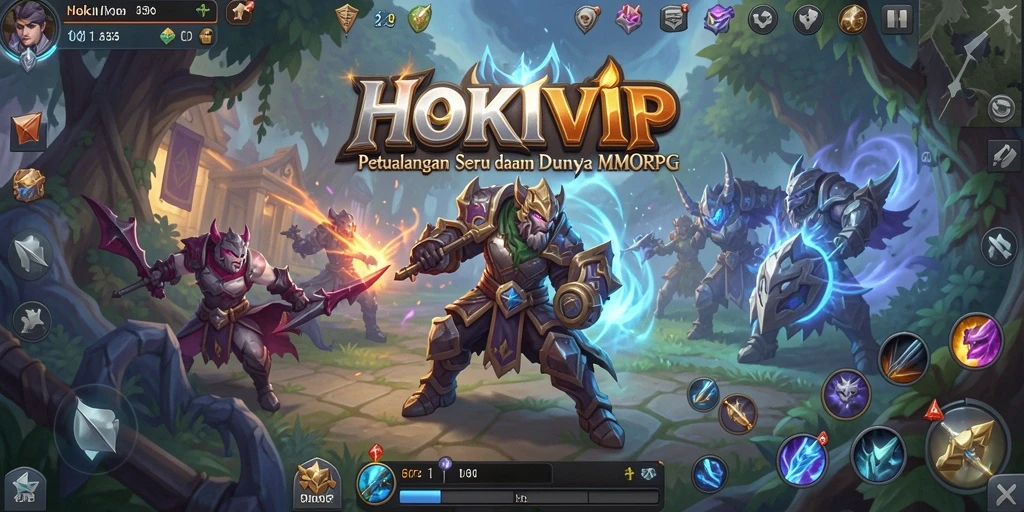 Screenshot HOKIVIP menampilkan pertempuran epik dalam dunia MMORPG.