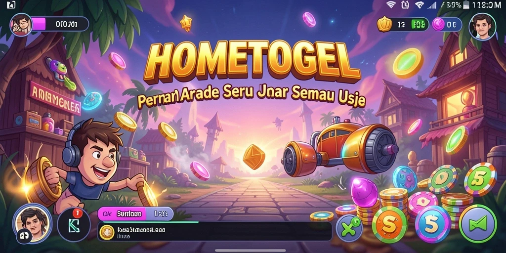 Screenshot gameplay HOMETOGEL menampilkan aksi seru yang penuh warna.