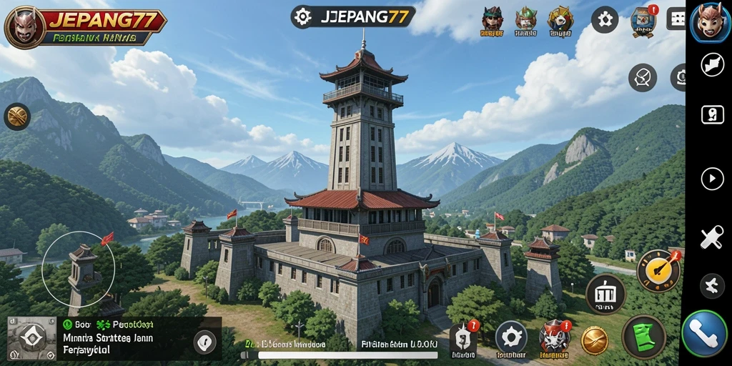 Screenshot gameplay menunjukkan pertempuran menara yang intens dan strategis.
