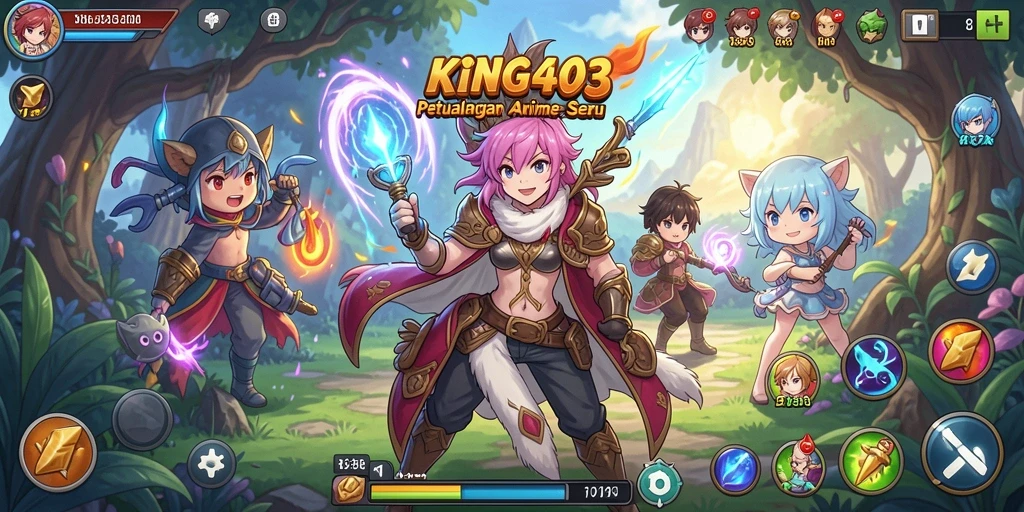Screenshot utama KING403 menampilkan pertarungan karakter anime yang seru.