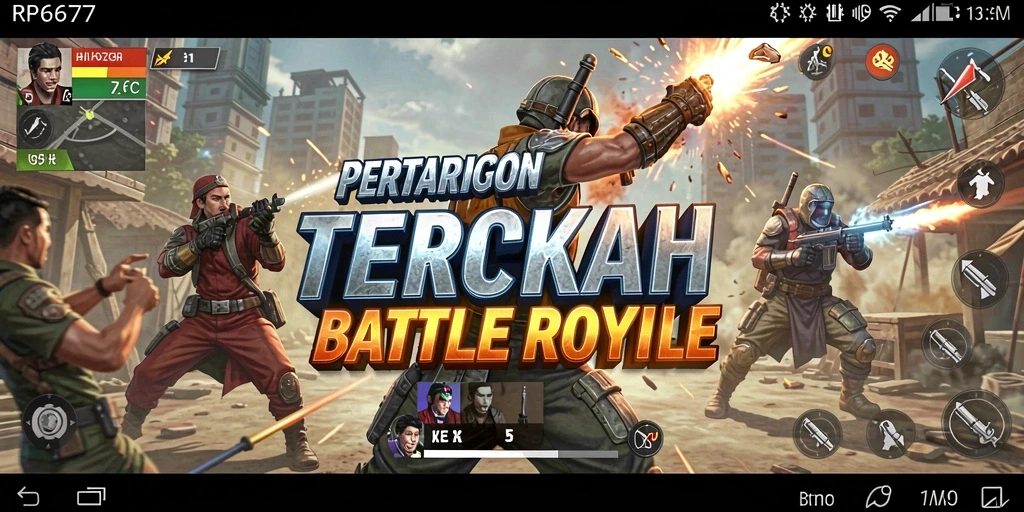 Screenshot RP6677 menampilkan aksi seru dalam pertempuran Battle Royale.