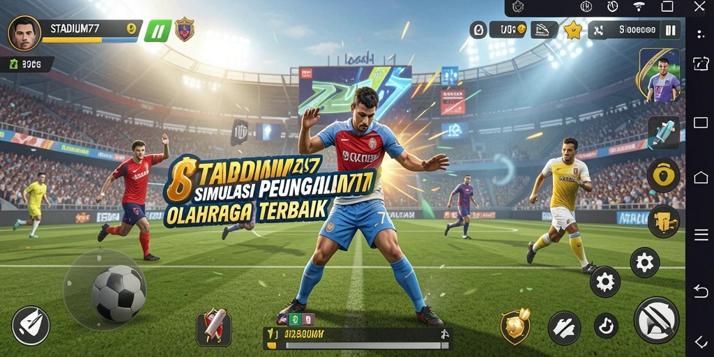 Tangkapan layar yang menggambarkan momen intens dalam game STADIUM77.
